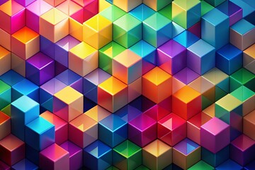 Obraz premium Abstract Vector Cubes in Vibrant Colors Creating a Dynamic and Modern Geometric Background Design