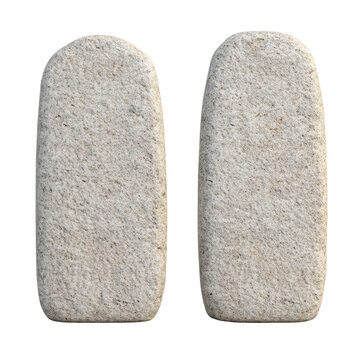 Two stone tablet mockups on a white isolated background. PNG. transparent background. cut out