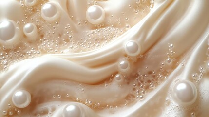 textured abstract image of white soap foam bubbles creating a soft and inviting visual that embodies cleanliness and freshness in a playful composition