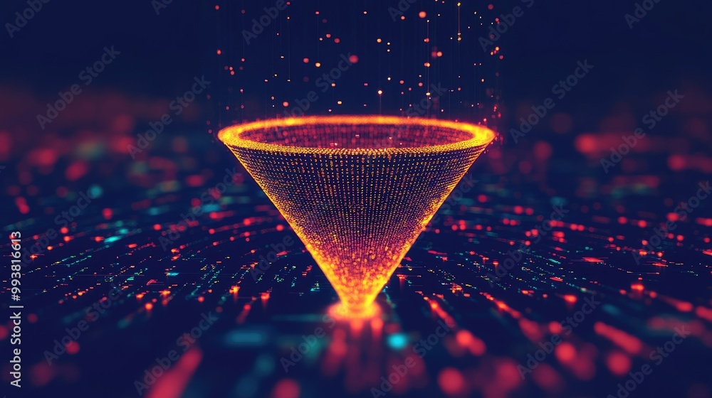 Poster Abstract representation of a funnel capturing online data and refining it into structured information.