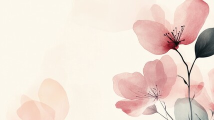 Abstract soft pink floral shapes in a minimalist design, providing space for text or graphics, perfect for modern branding.