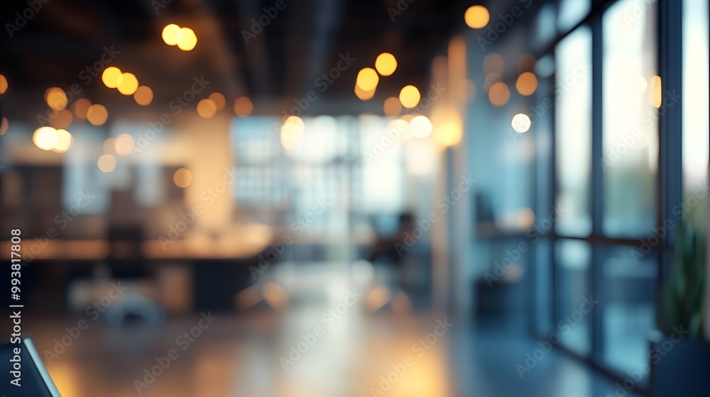 Poster abstract blurred office interior room. blurry working space with defocused effect. use for backgroun