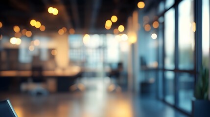 Abstract blurred office interior room. blurry working space with defocused effect. use for background or backdrop in business concept. 