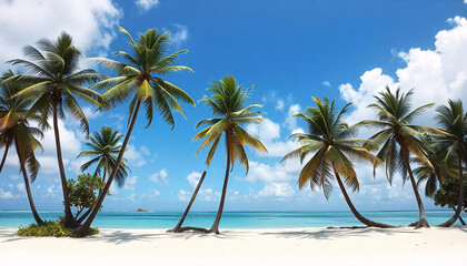 Obraz premium Tropical island with trees Travel summer holiday vacation idea concept