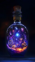 Mystical purple zodiac bottle glowing with magic picture