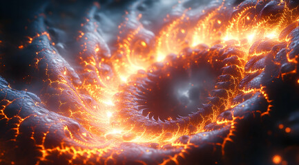 Abstract 3D Background: Molten Lava with Glowing Cracks