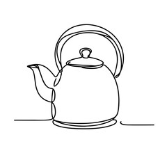 Kettler. Icon. Vector drawing. One line art. A simple drawing of a continuous line of a kitchen electric appliance.
