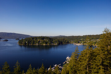 Deep Cove shore, North Vancouver as seen from Quarry Rock on a summer morning travel and tourism