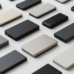 Assortment of colorful portable power banks