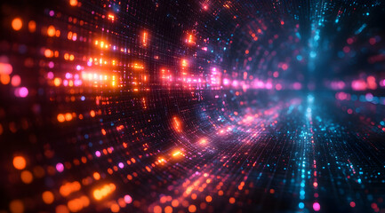Obraz premium Abstract 3D Background - Neon Lights Tunnel