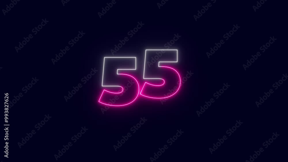 Poster neon light 60 seconds countdown animated. neon countdown timer.