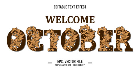 editable text effect welcome october typography