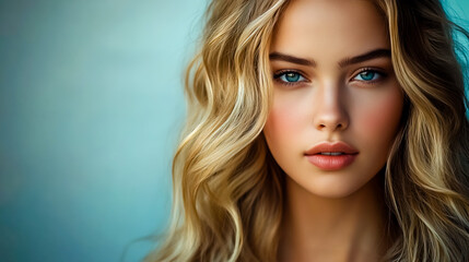 Fototapeta premium Close-up portrait of a young attractive woman.