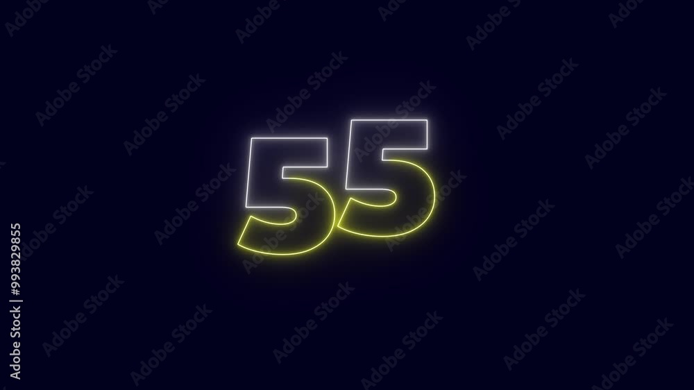 Poster neon light 60 seconds countdown animated. neon countdown timer.
