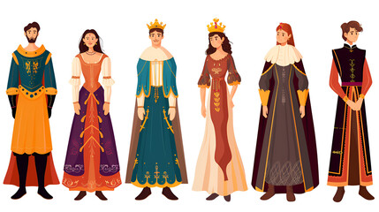 Medieval people vector Cartoon princess and man