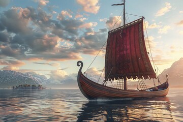 ai generative viking sailing ship