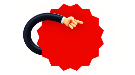 Cartoon hand pointing to chat bubble. Vector illustration