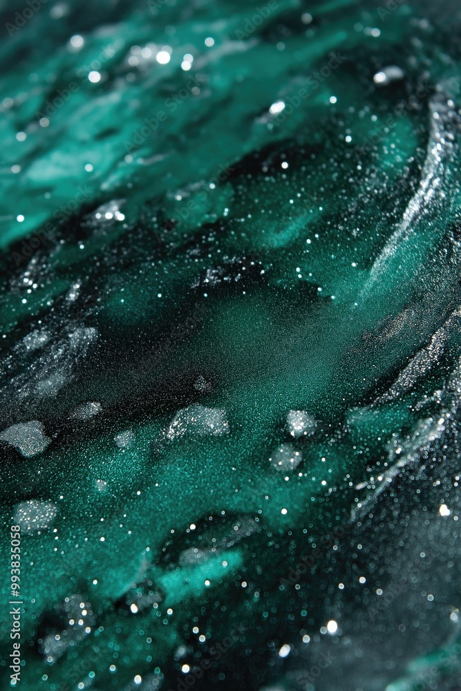 Aufkleber a close-up of a shimmering dark green surface with sparkling details and a smooth texture.