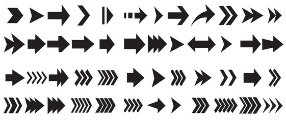  Arrow icon. Mega set of vector arrows. Set of black vector arrows. Collection different Arrows on flat style.  Modern simple arrows. Simple arrows big set. Vector illustration.