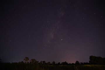 Amazing Panorama blue night sky milky way and star on dark background.Universe filled with stars,...