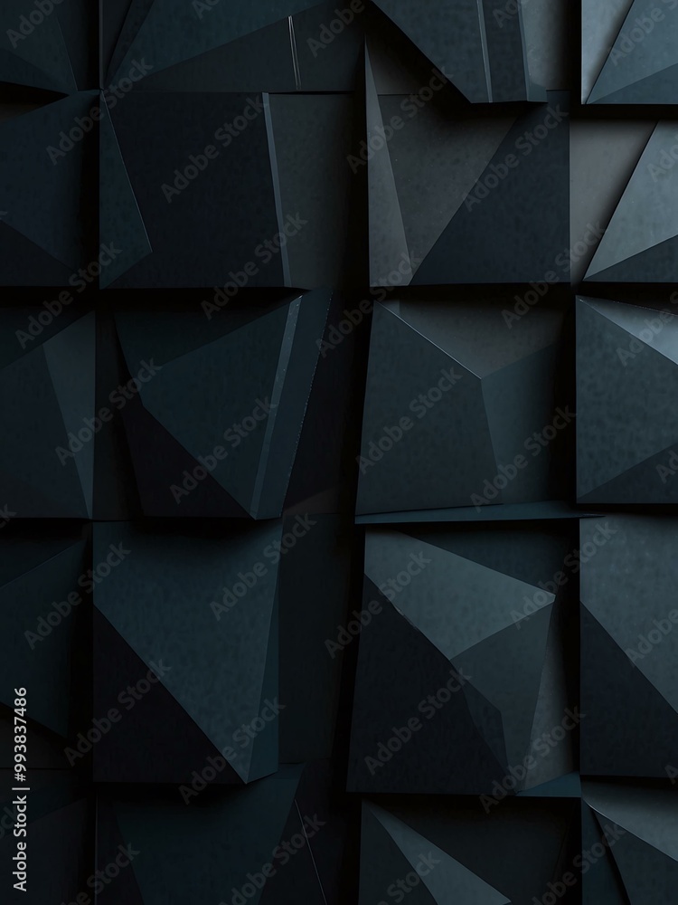 Poster dark abstract geometric pattern with layered shapes.