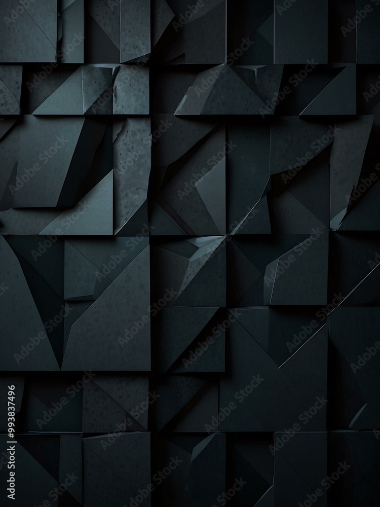 Poster dark abstract geometric pattern with layered shapes.