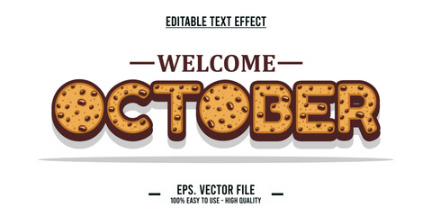 editable text effect welcome october typography