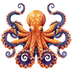 Fototapeta premium Flat vector illustration of an octopus, minimal and simple design, white background.