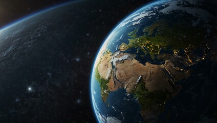 Detailed globe of planet Earth in space.