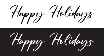 Happy Holidays Handwriting Lettering Calligraphy with Gold Color, isolated on white background. Greeting Card Vector Illustration Template in eps 10.