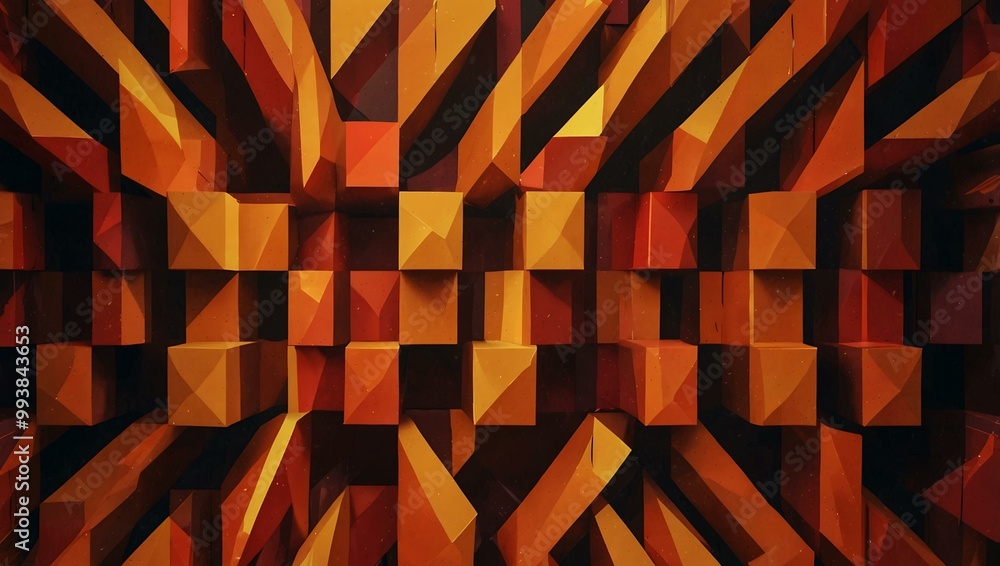 Aufkleber dynamic orange and red abstract geometric pattern.