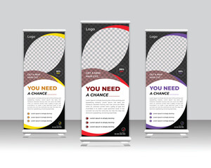 Modern hair-cutting saloon rollup banners and corporate business rollup