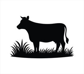 Cow silhouette vector illustration isolated on white background