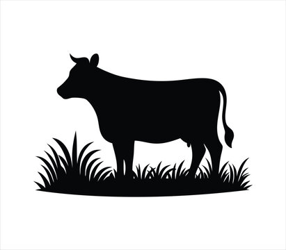 recommend clip art: Cow silhouette vector illustration isolated on white background