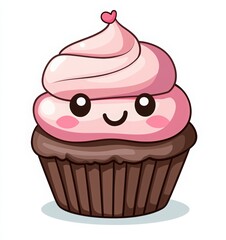 Happy Chocolate Cupcake Day vector illustration with cupcake on a white background for greeting card, poster, or banner design. chocolate day holiday