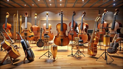 Fototapeta premium An Array of Musical Instruments Showcasing the Diversity of an Orchestra's Ensemble and Sound