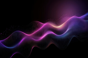Fototapeta premium Purple abstract matrix gradient hologram dynamic wave of particles. Digital wallpaper technology background