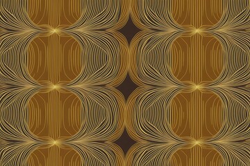 Obraz premium Luxury Islamic Ornamental Seamless Pattern with Golden Wavy Lines and Geometric Design
