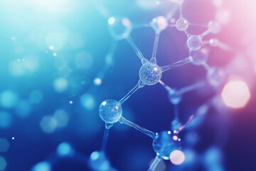 Futuristic biotechnology background showcasing chemical atom chains in a molecular chemistry experiment