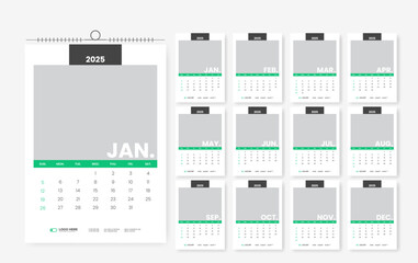 2025 wall calendar design, 12 page calendar design template