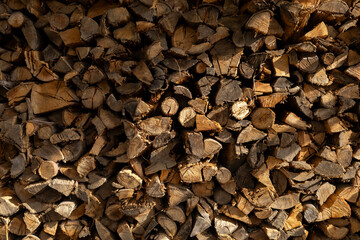 stack of cut wood for wood stove and fireplace