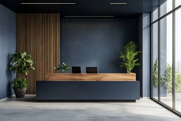 Stylish Minimalist Reception Area in Modern Office. AI generated illustration