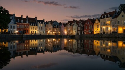 Evening reflections in a tranquil town.