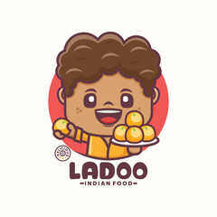 ladoo cartoon mascot logo template design