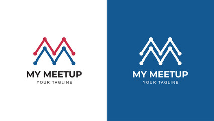 Letter M meetup tech initial logo icon design template