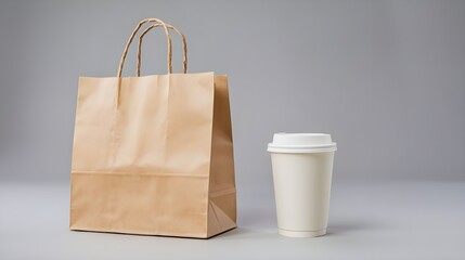 Paper Bag and Disposable Coffee Cup Mockup