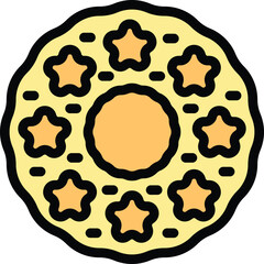 Round honeycomb with star shaped cells filled with delicious fresh honey