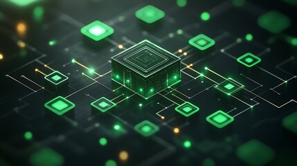AI Algorithm Flowchart A flowchart depicting an AI algorithm with nodes and decision points on a solid green background, showcasing AI logic and processes.
