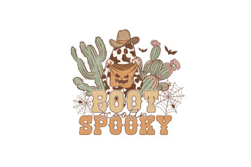 Boot spooky, Western Halloween PNG Sublimation T shirt design