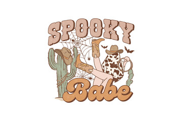 Spooky babe, Western Halloween PNG Sublimation T shirt design